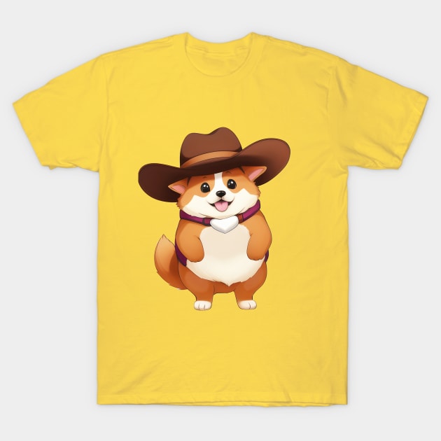 Cute Cowboy Corgi T-Shirt by PHDesigner